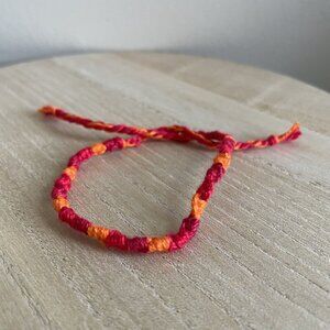 Nicolette Woven Friendship Bracelet Anklet OS Red Orange Women Cotton Tie